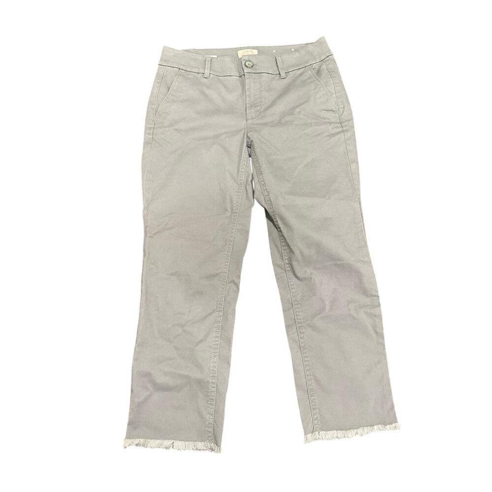 LOFT Outlet Girlfriend Chino Petite Pants Gray Size 4P Fray Hem NWT
